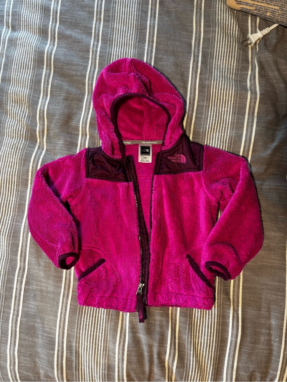 The North Face Kids Hooded Fleece Jacket in Magenta